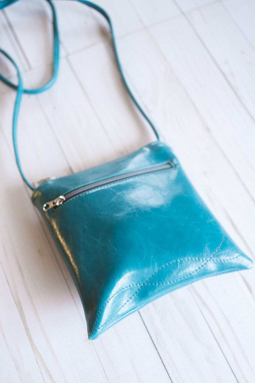 Cha Cha Small Crossbody Bag from Glazed Vegan Leather made in USA#color_teal