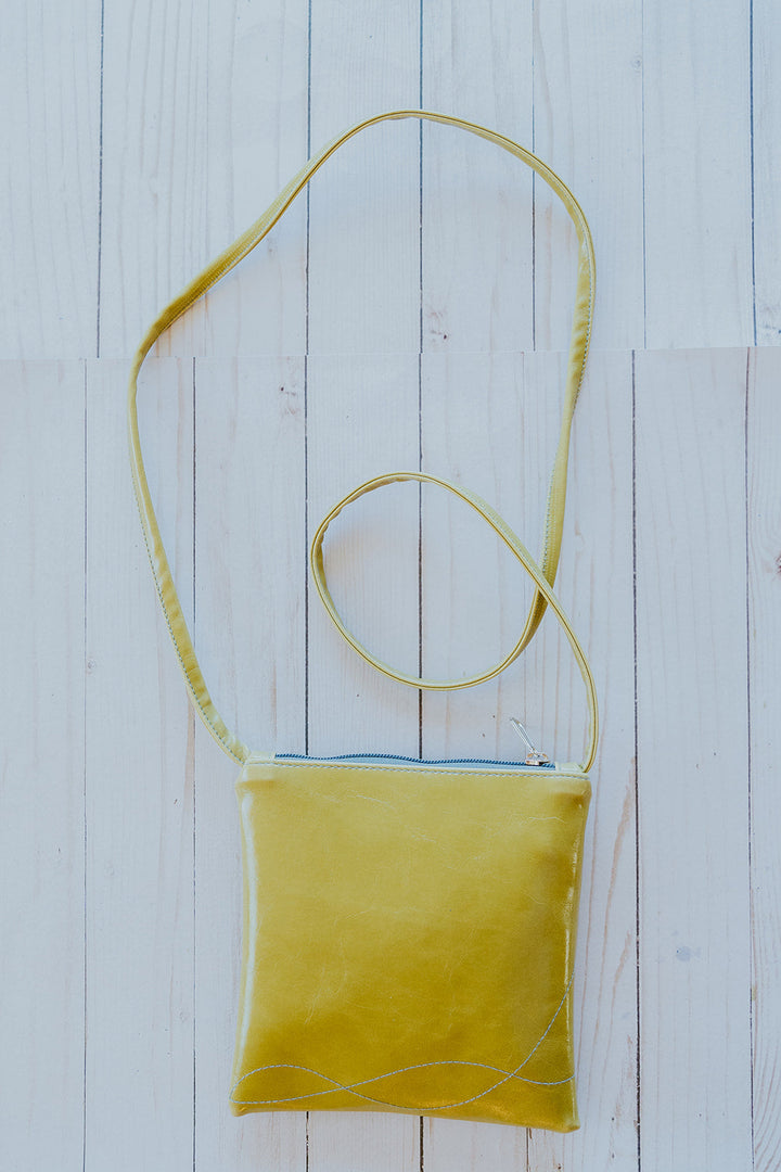 Cha Cha Small Crossbody Bag from Glazed Vegan Leather made in USA#color_citrine