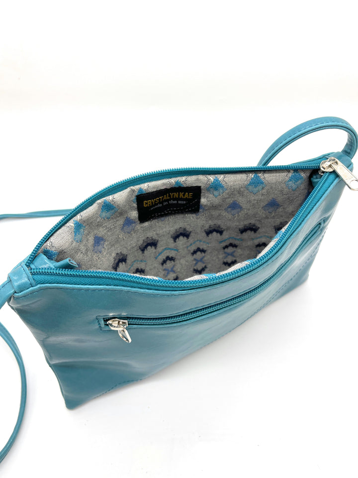 Cha Cha Small Crossbody Bag from Glazed Vegan Leather made in USA#color_teal