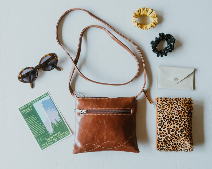 Cha Cha Small Crossbody Bag from Glazed Vegan Leather made in USA#color_ale-brown