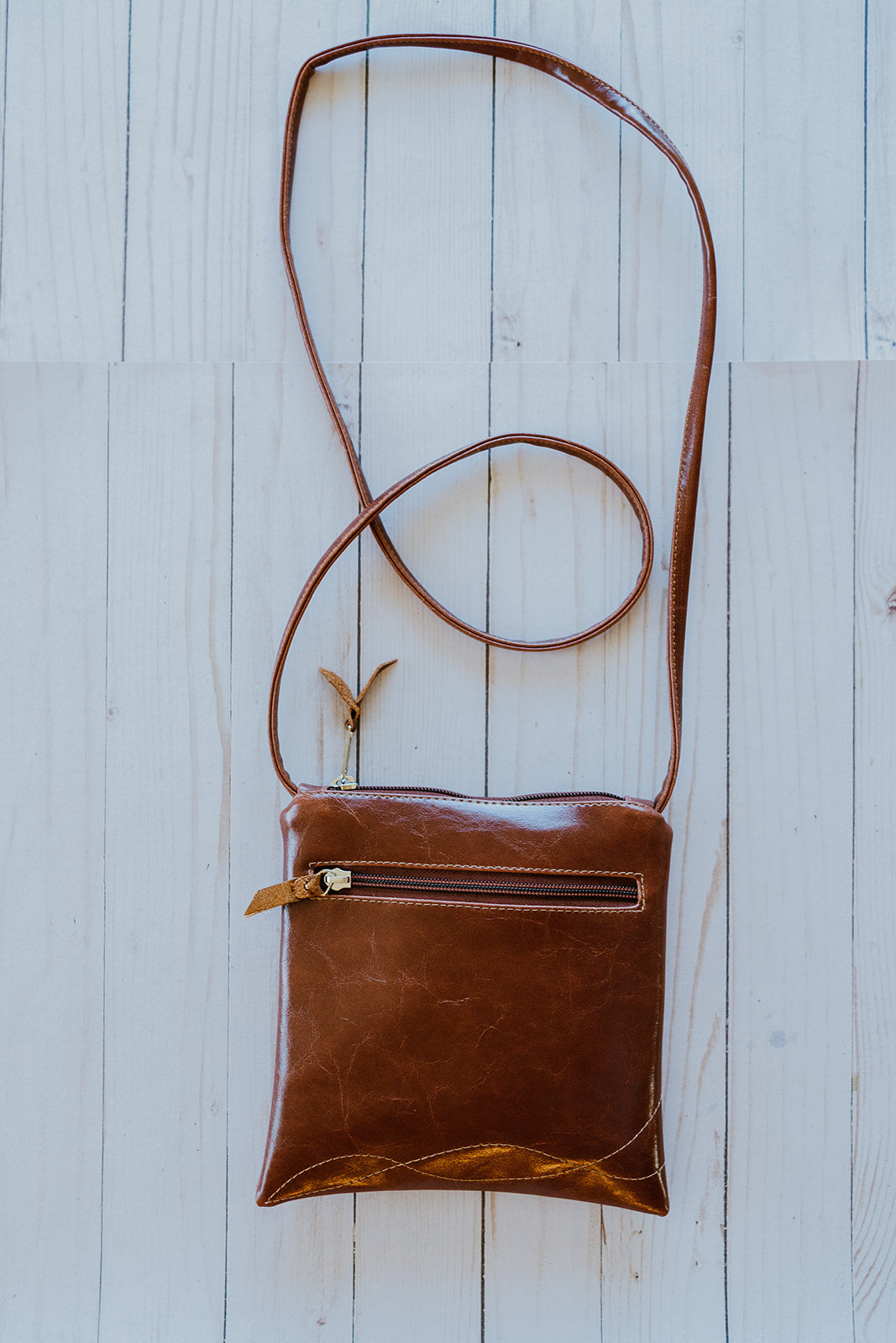 Cha Cha Small Crossbody Bag from Glazed Vegan Leather made in USA#color_ale-brown