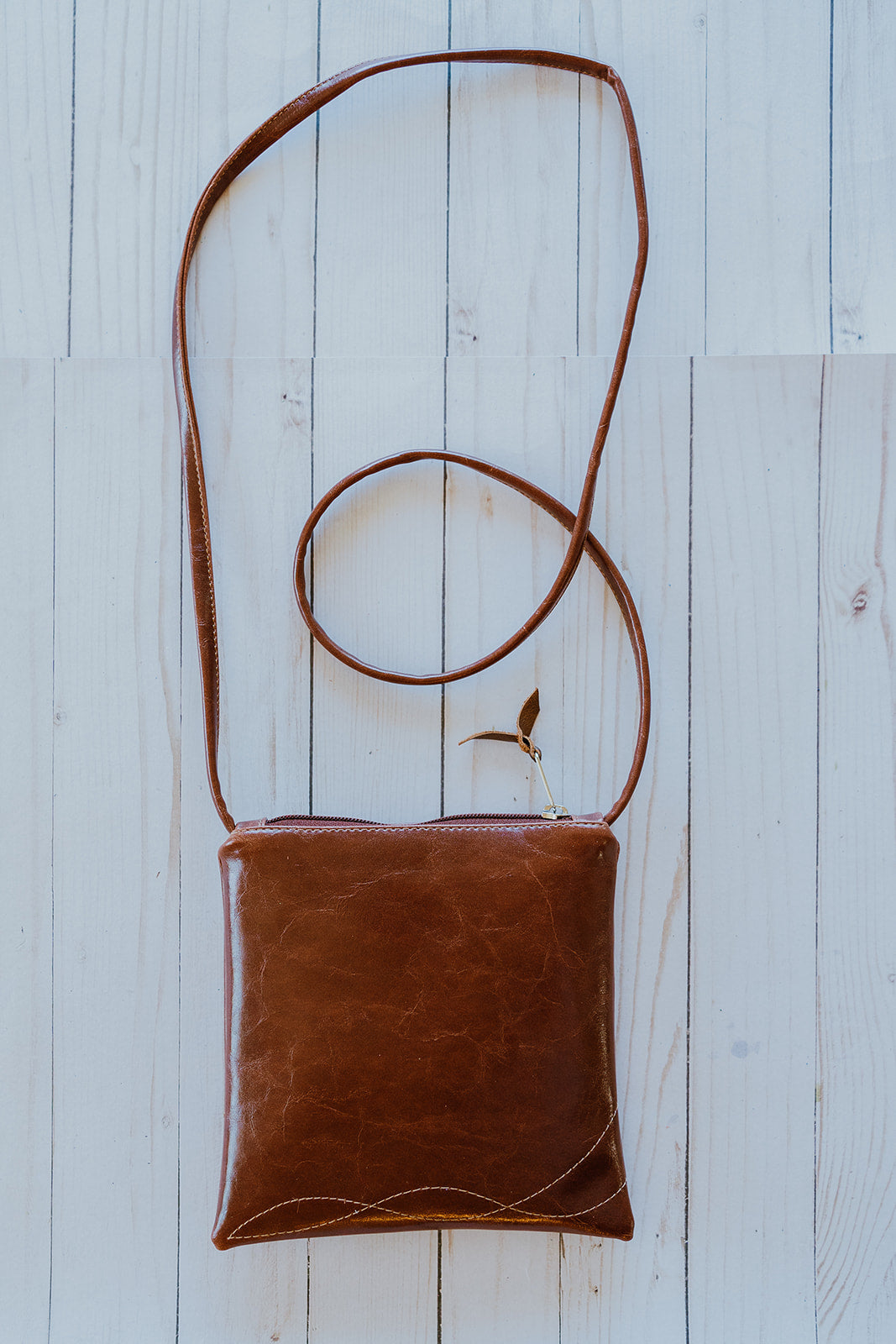 Cha Cha Small Crossbody Bag from Glazed Vegan Leather made in USA#color_ale-brown