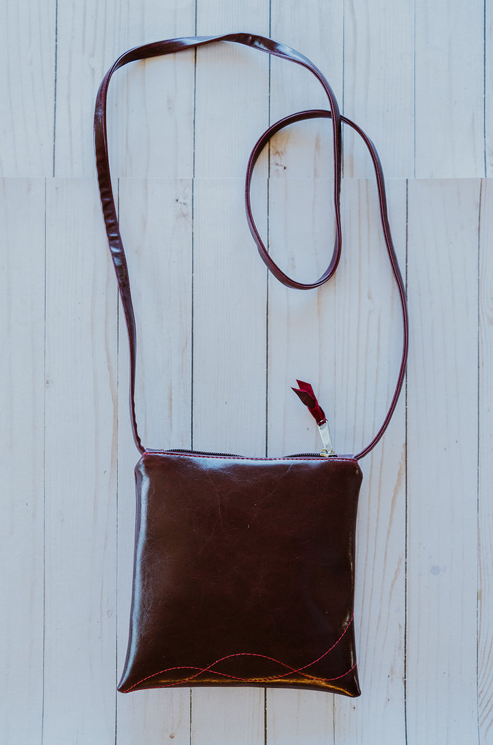 Cha Cha Small Crossbody Bag from Glazed Vegan Leather made in USA#color_wine