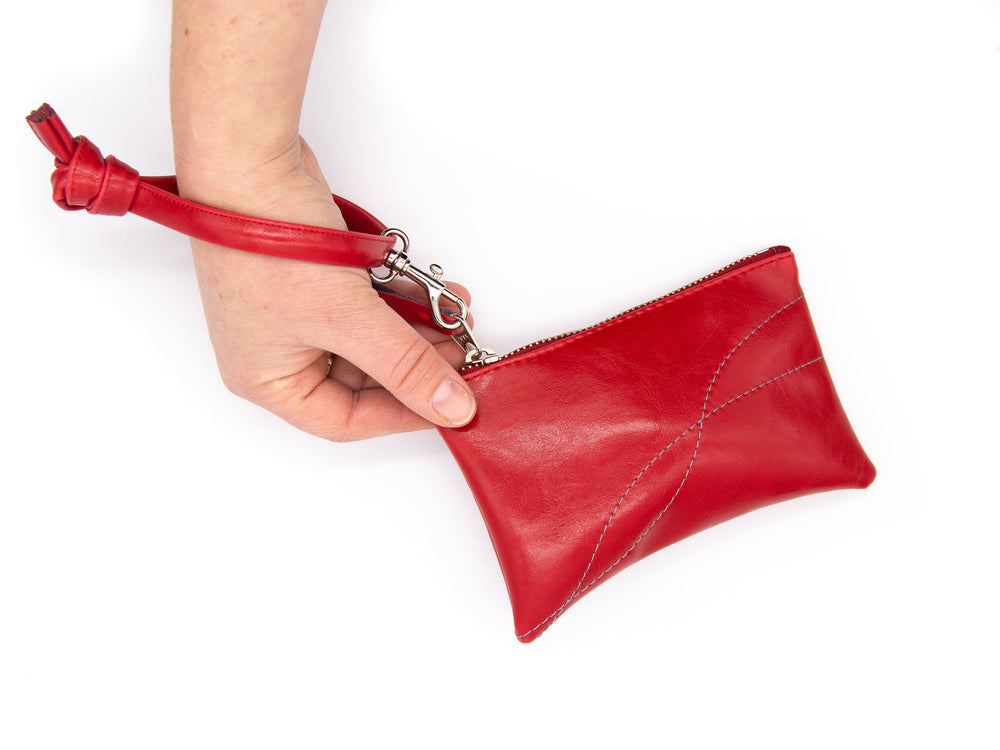 Small Valet Pouch from Glazed Vegan Leather#color_cherry-red