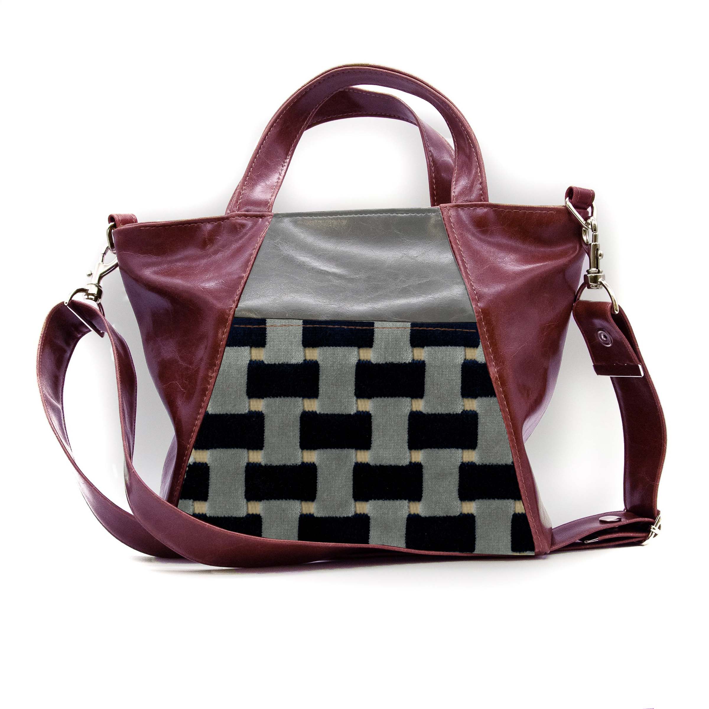 Mini Troubadour Tote Crossbody - Wine | Magenta Leopard French