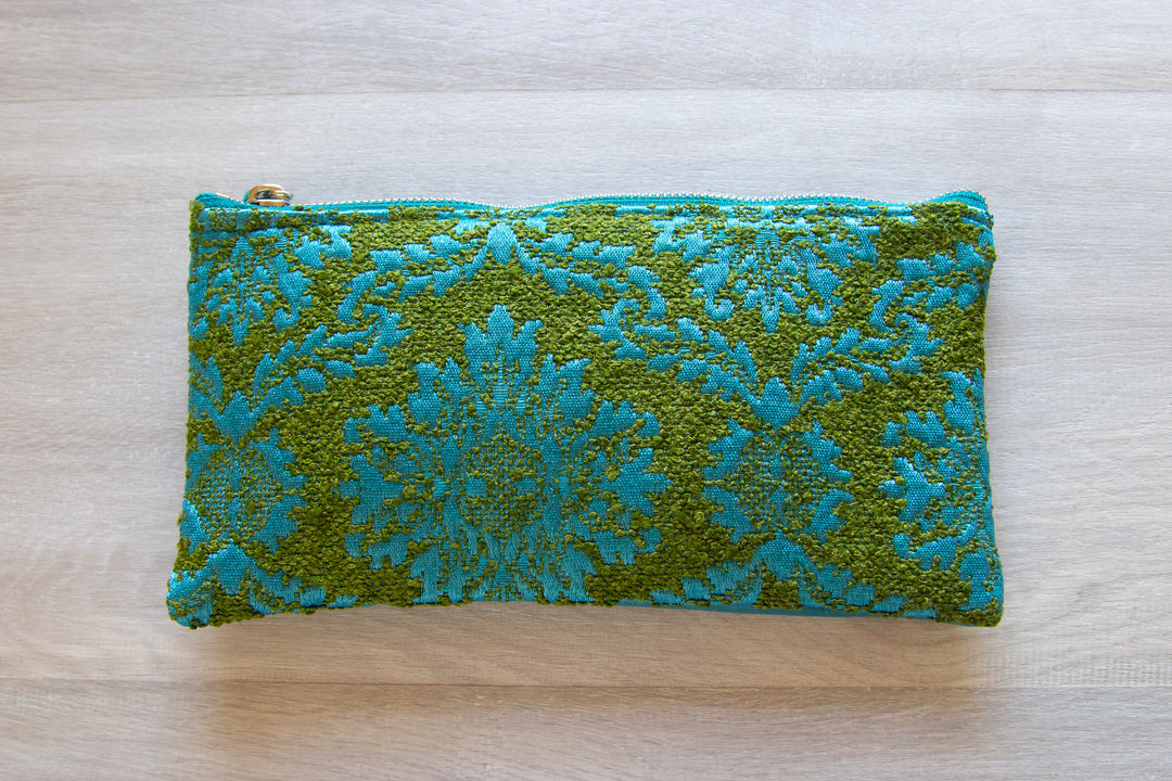 Large Valet pouch - Auntie Mame | Teal and Green Brocade