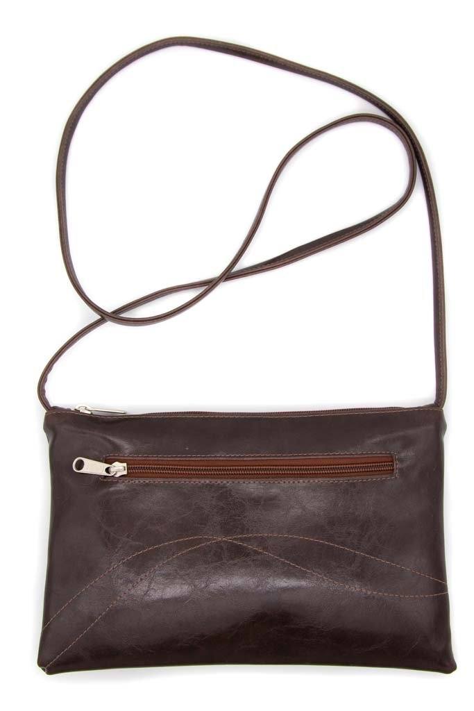 Bossa Nova Medium Crossbody Bag from Glazed Vegan Leather made in USA#color_chocolate-brown