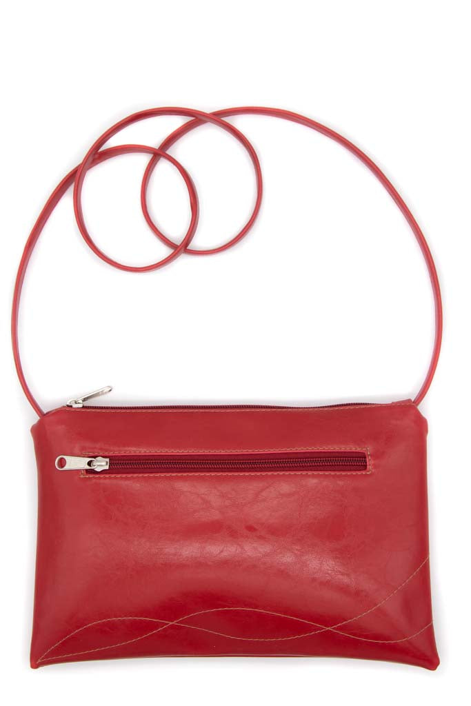 Bossa Nova Medium Crossbody Bag from Glazed Vegan Leather made in USA#color_cherry-red