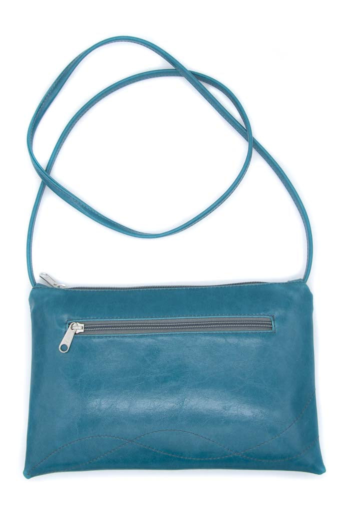 Bossa Nova Medium Crossbody Bag from Glazed Vegan Leather made in USA#color_teal